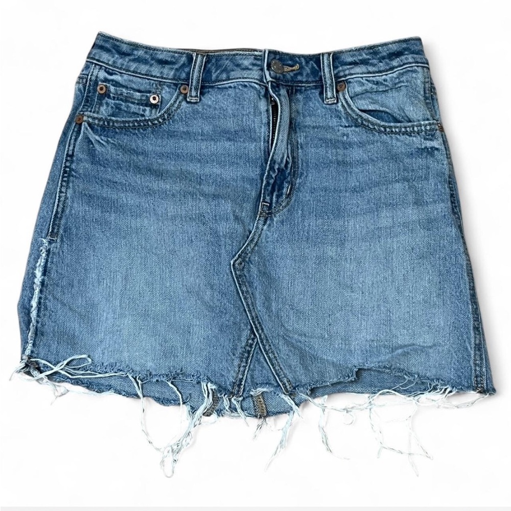 American Eagle A-Line Denim Mini Skirt | Frayed Hem Size 2